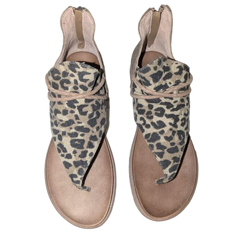 Womens Very G Sparta Leopard Print Sandals Size 8.5 Thong Style Brown Black